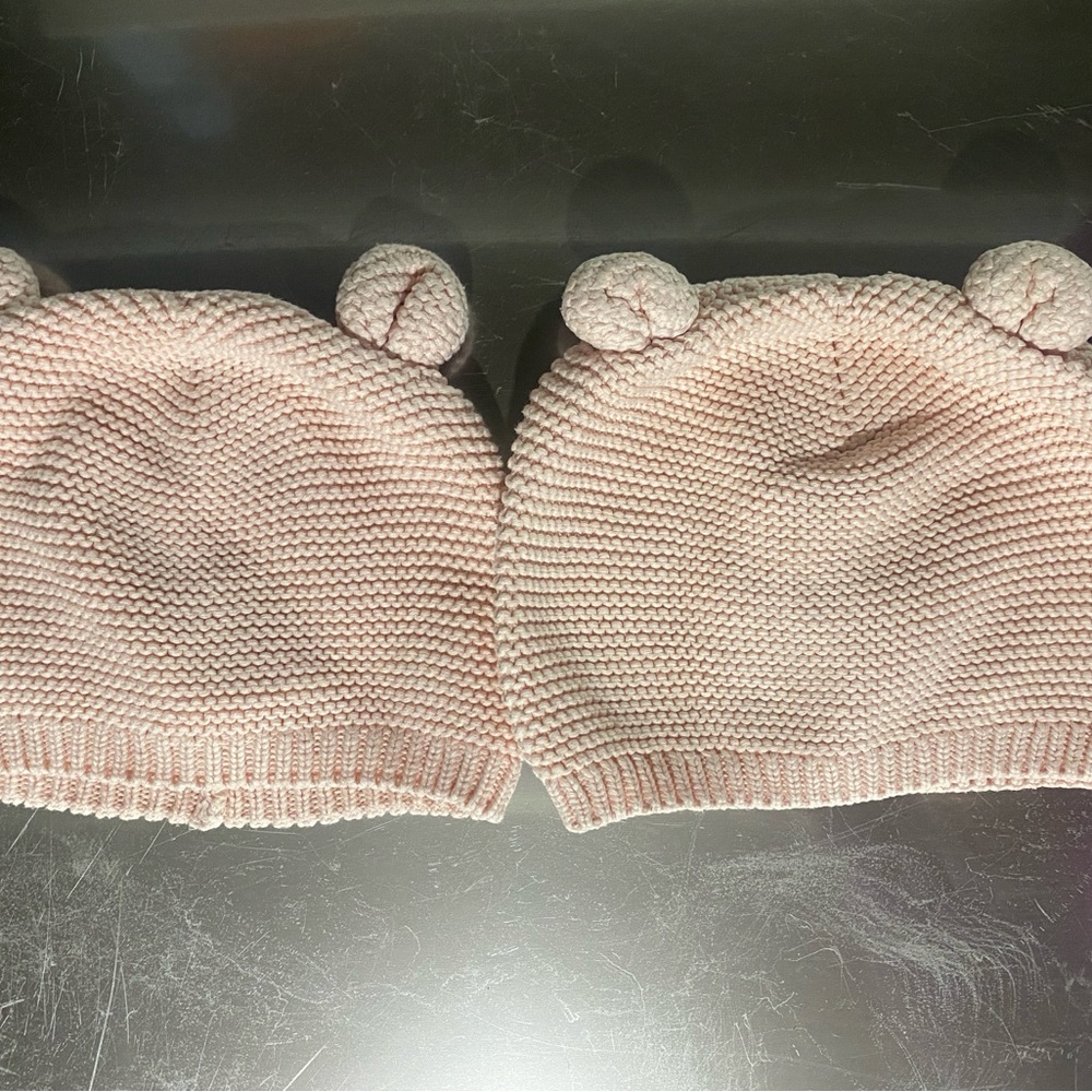 Baby Gap 2-Pack Pink Bear-Ear Knit Beanies – 6–12M Cotton
